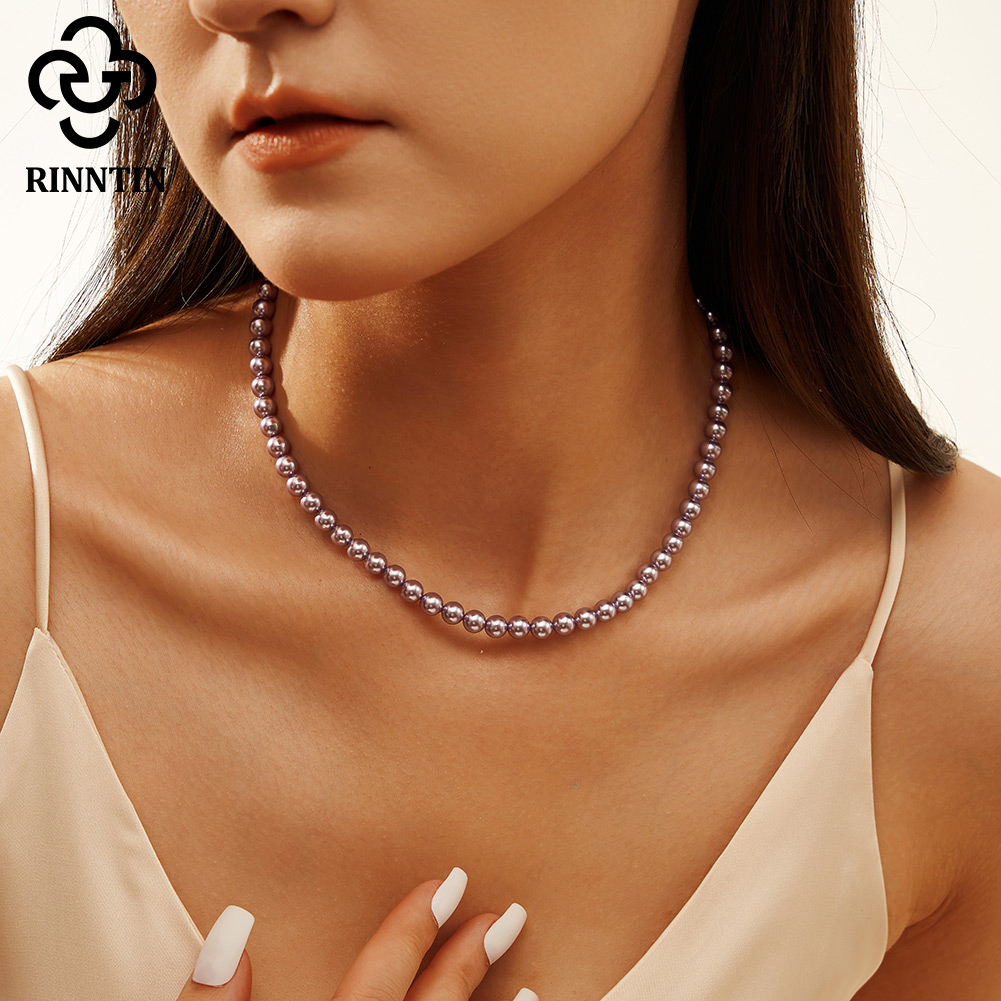 Pearl Choker Necklace Vintage - Rinntin 925 Silber Einfache Perle Choker