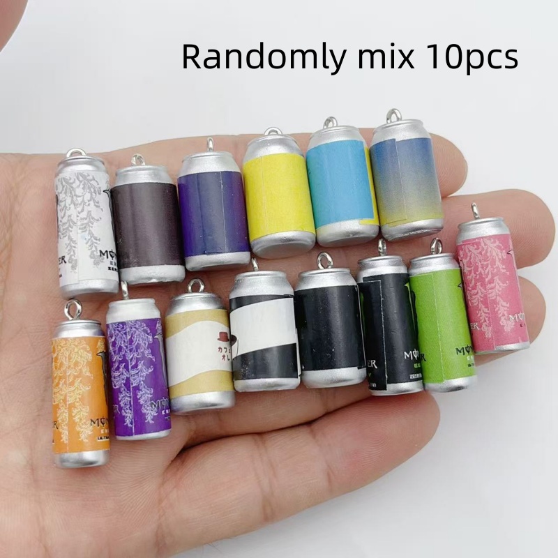 Earrings - 10 Stück Mini-Simulations-Getränkedosen-Harzanhänger, bunte Nachbildungen von