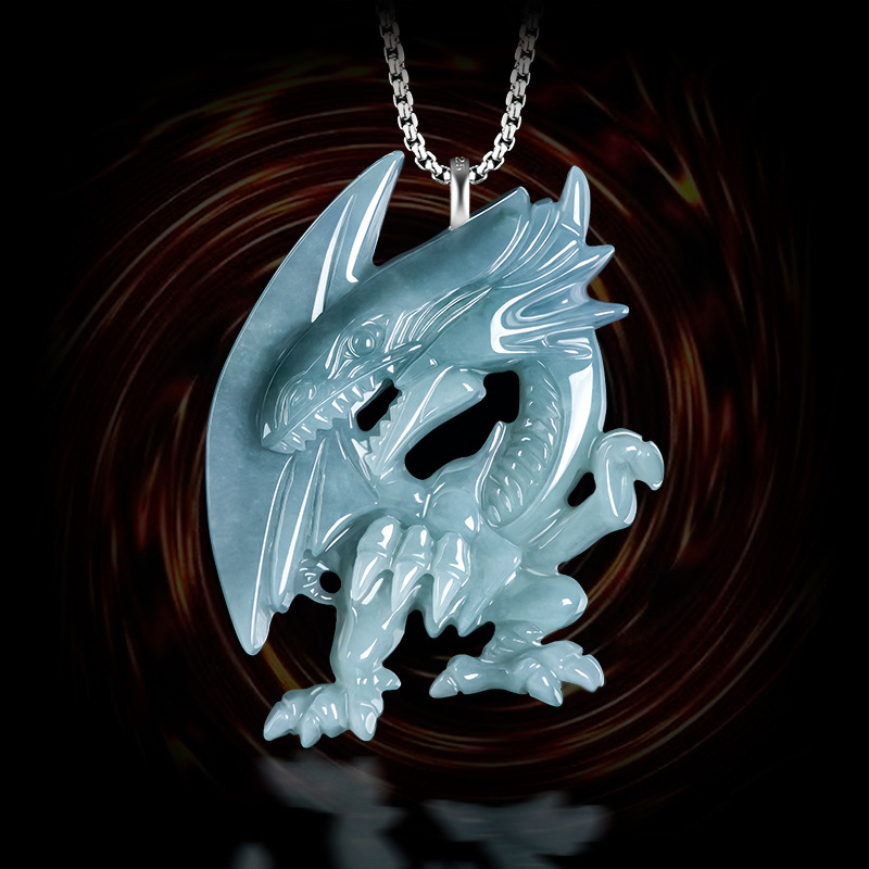 Necklaces - Blaue Myanmar Jadeit-Drachen-Anhänger-Halskette, burmesische Jade, Modeaccessoires,