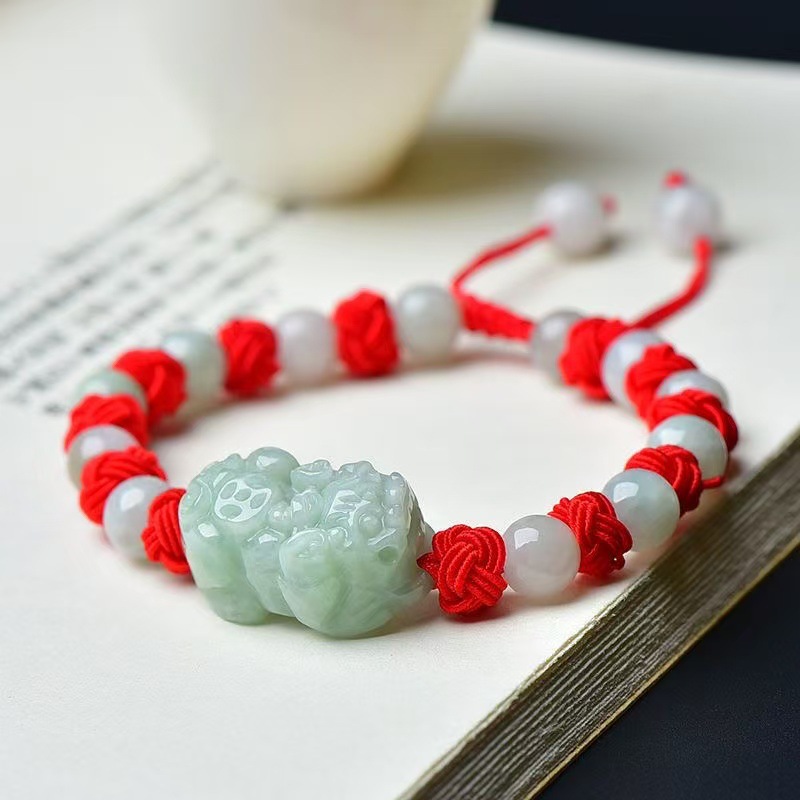 Bracelets - Natürliches burmesisches Jadeite-Pixiu-Armband, Modeaccessoires, echter Jade-Charm,