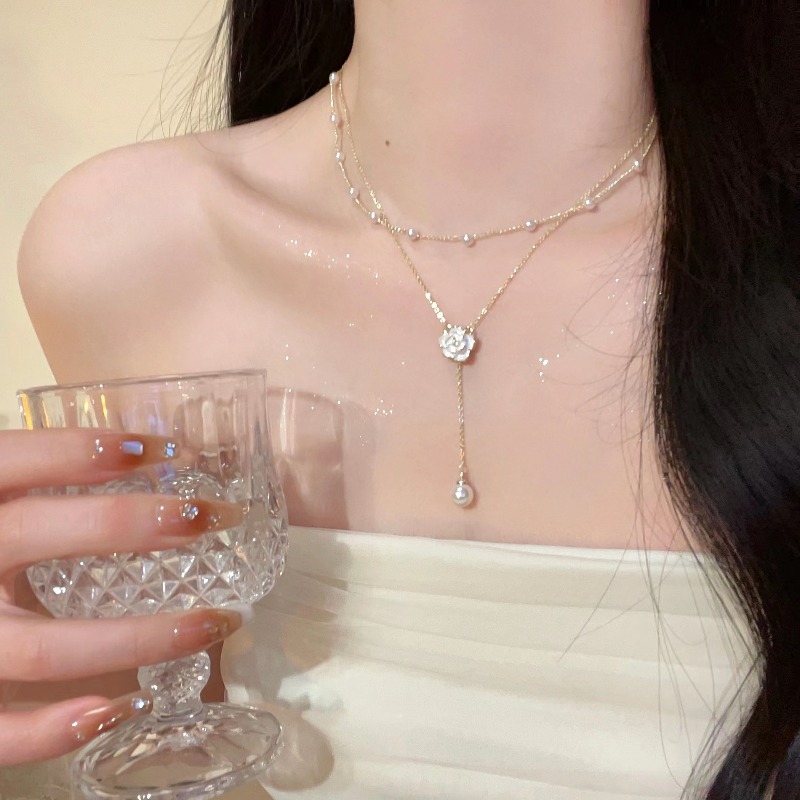 Y2K Doppellagige Kamelienblüte – Layered Pendant Necklace Aesthetic Bewertung und Preis